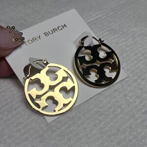 Tory Burch Large Gold Logo Earrings